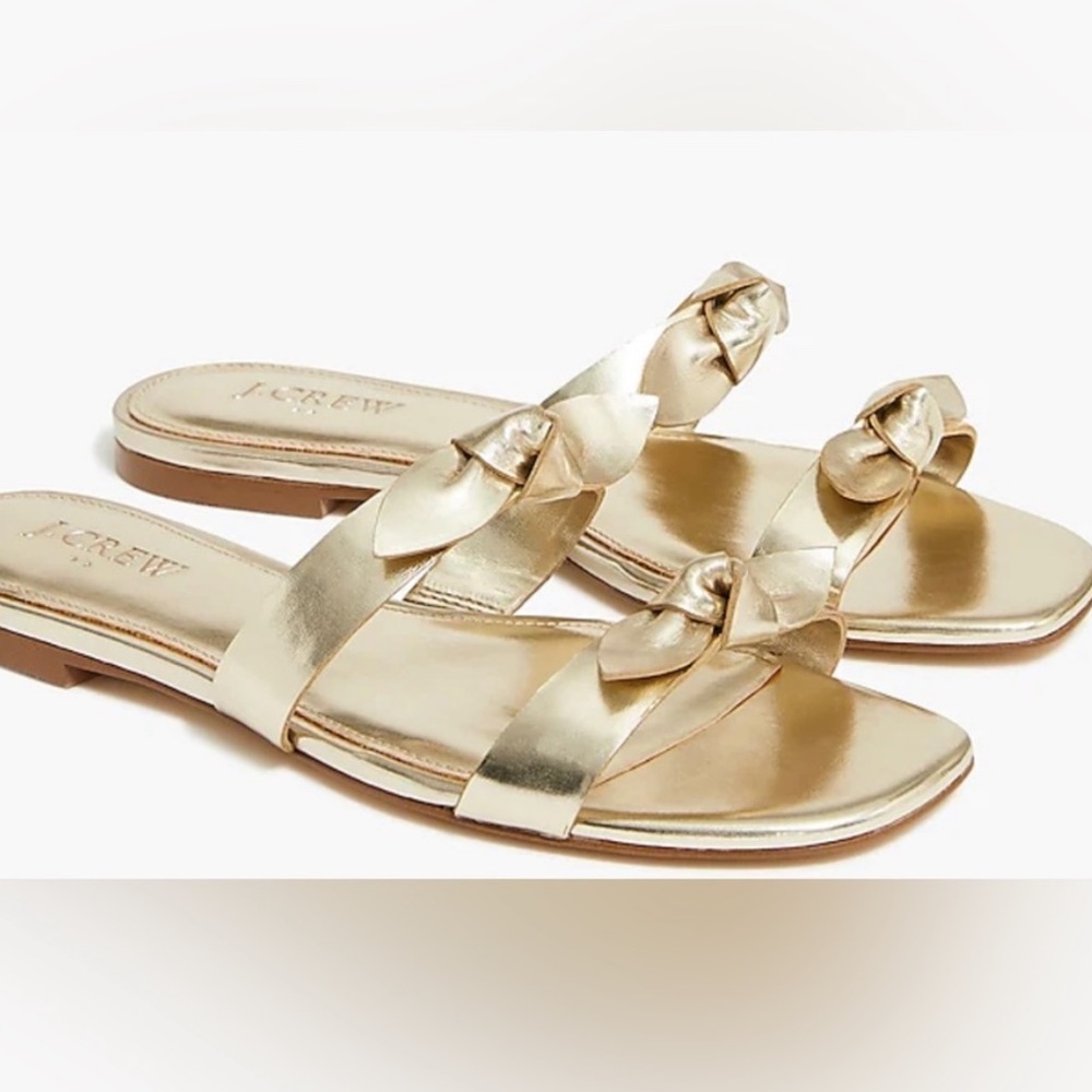 Metallic Gold J. Crew Bow Sandals Size 8